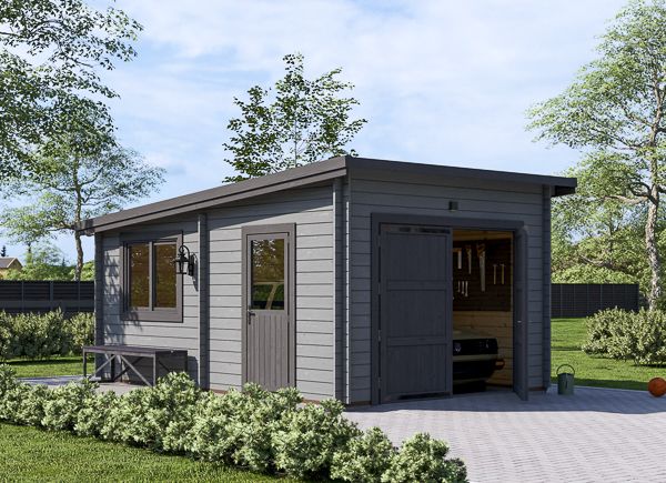 Single Wooden Garage With Flat Roof MODERN (34 mm), 3.6x5.4 m (12'x18'), 20 m² avp.ui.product_images.thumbnail 1