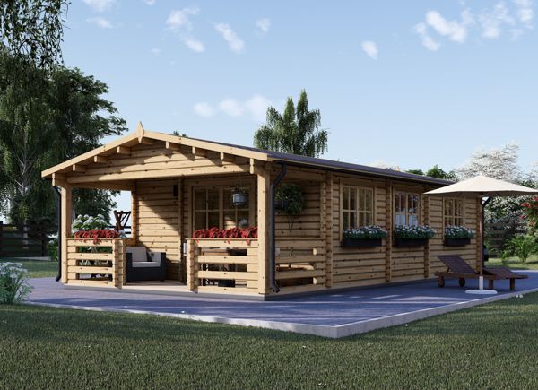 Log Cabin HYMER (34+34 mm), 42 m² + 10 m² Terrace avp.ui.product_images.thumbnail 1
