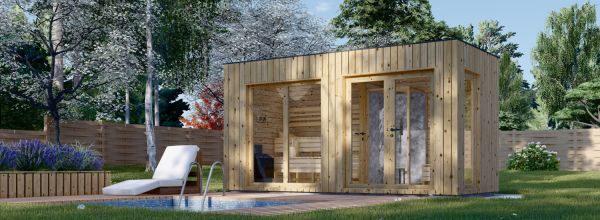 Outdoor Sauna With Changing Room DELLA (34 mm + Cladding), 4,6 x 2,1 m, 7,2 m²