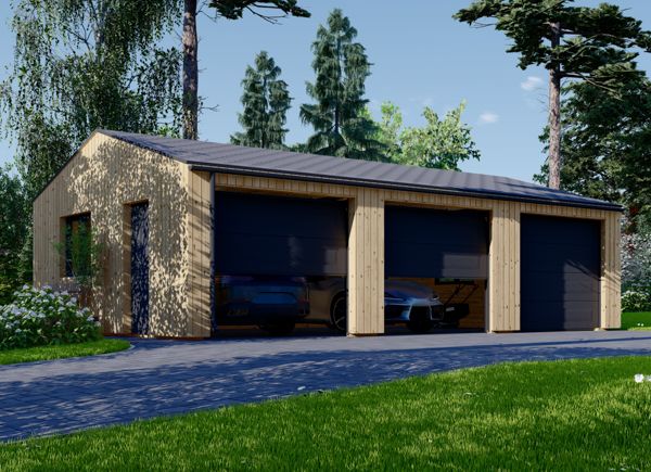 Triple Wooden Garage SILVIA TRIO (34 mm + Cladding), 9x6 m (30'x20'), 54 m² avp.ui.product_images.thumbnail 1