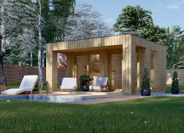 Outdoor Sauna With Changing Room DELLA (34 mm + Cladding), 4,6 x 2,6 m, 9,3 m², Terrace 6,7 m² avp.ui.product_images.thumbnail 1
