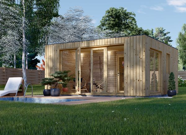 Outdoor Sauna With Changing Room DELLA (34 mm + Cladding), 5,1 x 5,1 m, 22 m² avp.ui.product_images.thumbnail 1