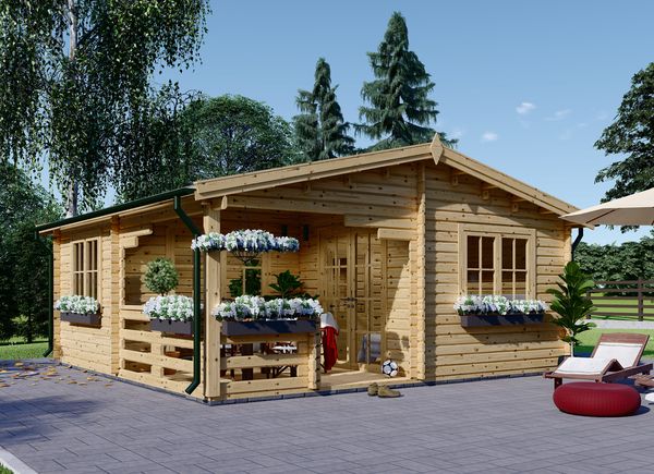 Garden Log Cabin OLIVIA (66 mm), 6x6 m (20'x20'), 27 m² + 8 m² Terrace avp.ui.product_images.thumbnail 1