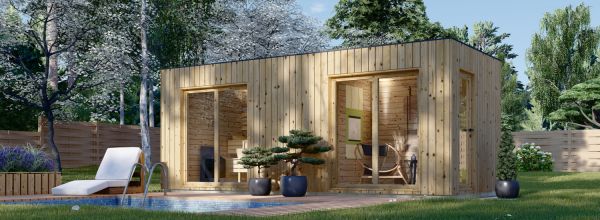 Outdoor Sauna With Changing Room DELLA (34 mm + Cladding), 6,1 x 2,6 m, 12.5 m²