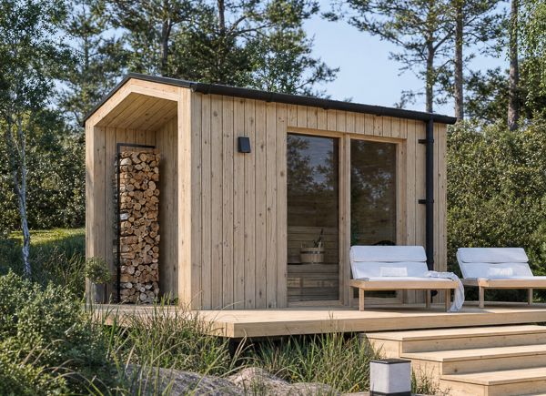 Wooden Sauna SERENE 1 with Porch | Natural Pine – 3.44×2.64 m (11'×9'), 6.25 m² thumbnail 1
