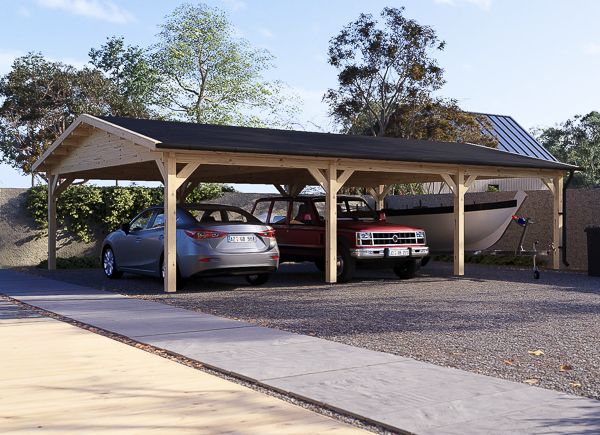 Triple Wooden Carport CLASSIC TRIO, 5.95x8.95 m avp.ui.product_images.thumbnail 1