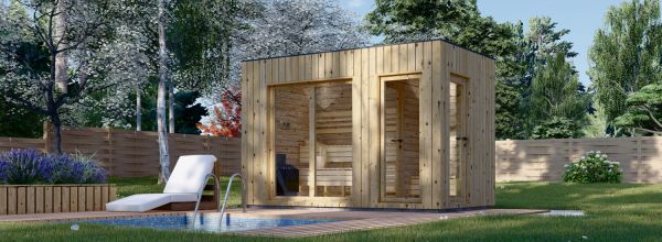 Outdoor Sauna With Changing Room DELLA (34 mm + Cladding), 3,6 x 2,1 m, 5,5 m²
