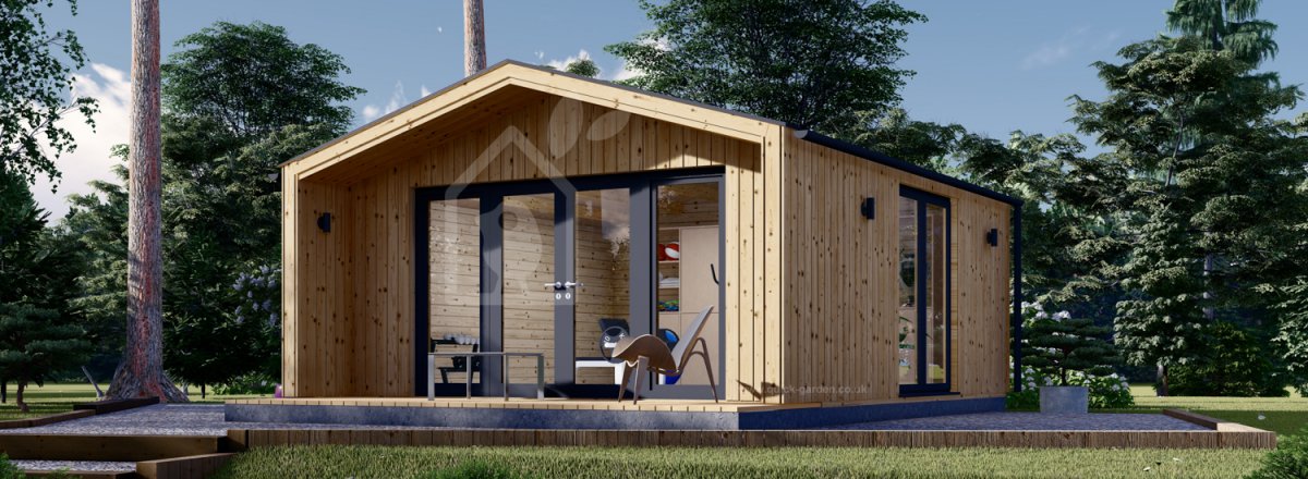 Garden Log Cabin PIA (34 mm + Cladding), 5x5 m (16'x16'), 25 m²