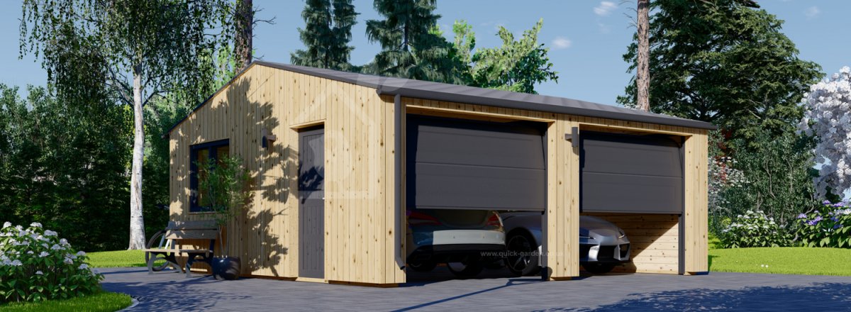 Double Wooden Garage SILVIA DUO ALT (34 mm + Cladding), 6x6 m (20