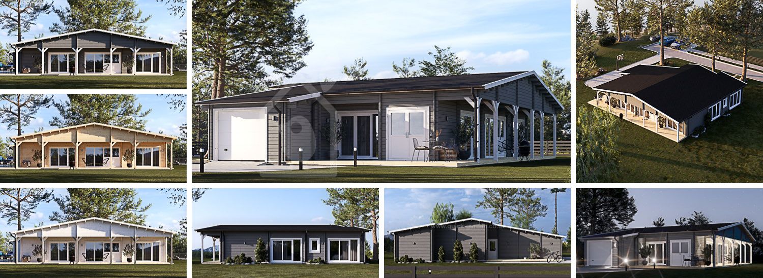 Log Cabin House RIVIERA S (44+44 mm), 130 m² visualization 1