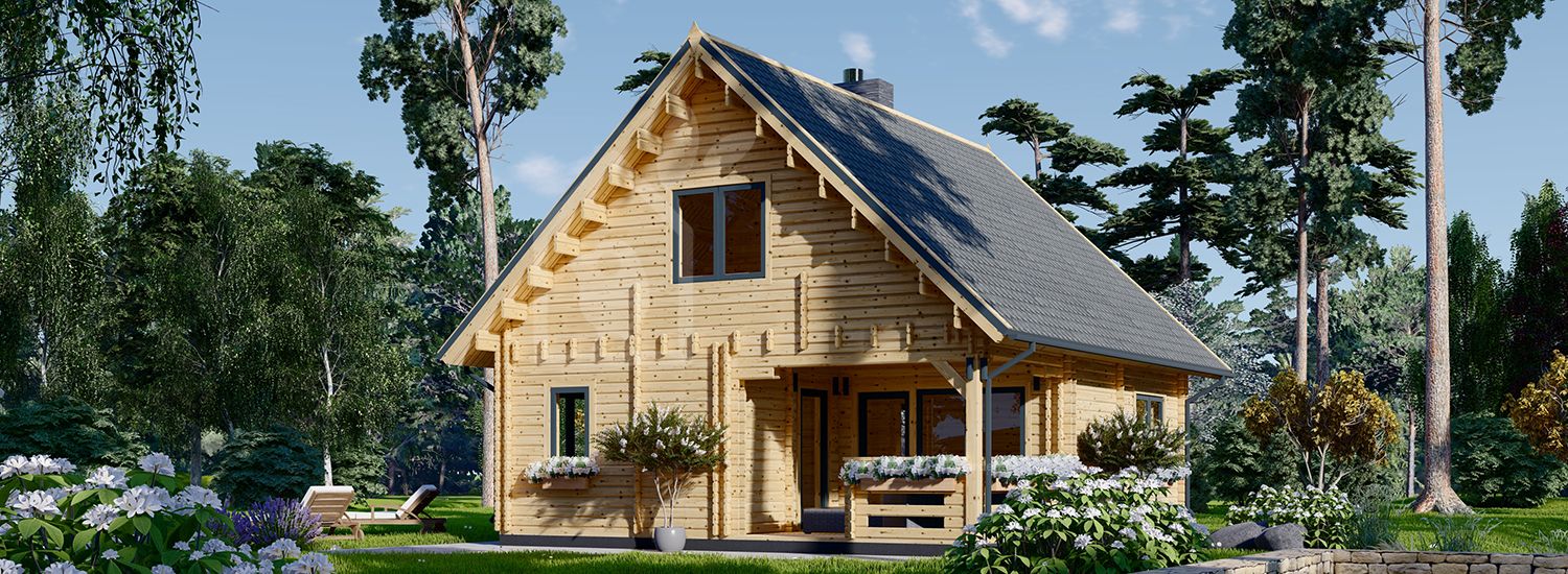 Log Cabin House DORIS (44+44 mm), 80 m² visualization 1