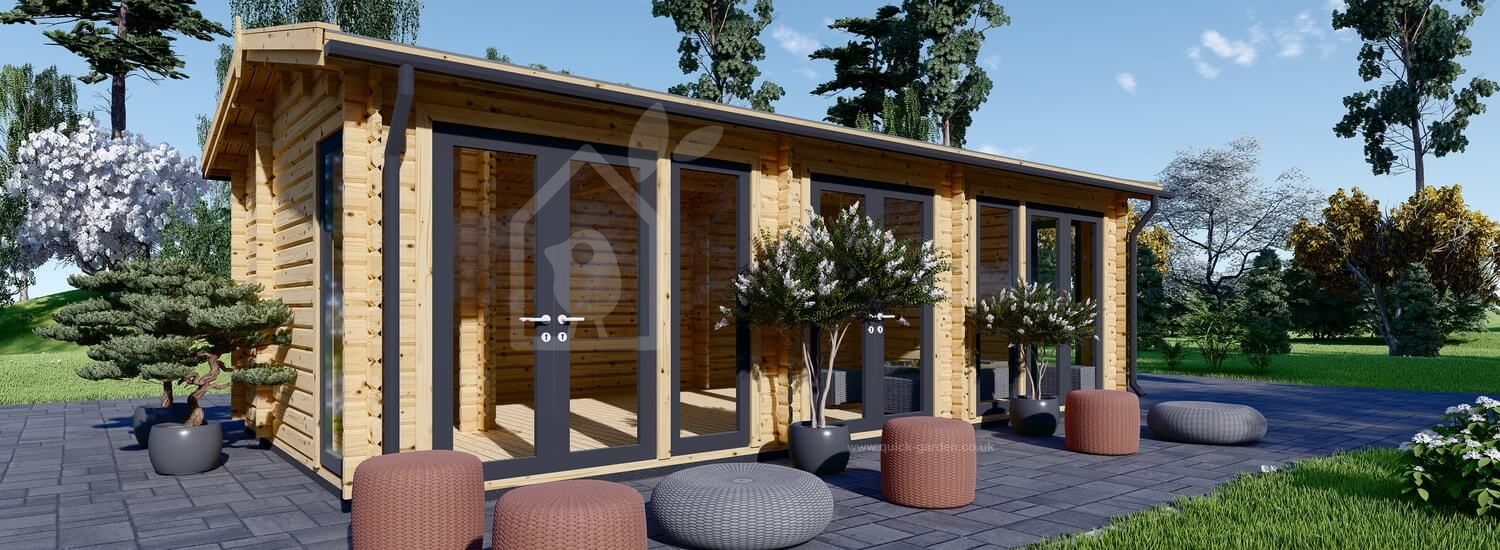 Log Cabin MARION (44 mm) 7.5x4m (25'x13'), 30 m²