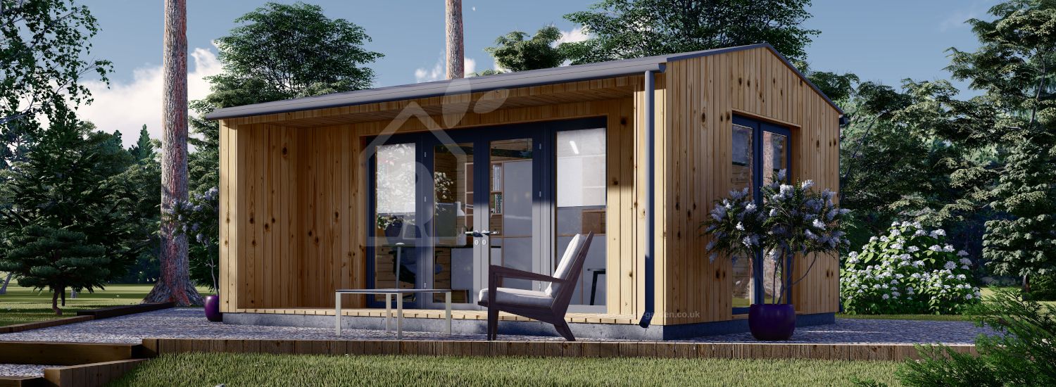 Garden Office Room TINA (Insulated, 34 + Cladding), 5.5x4 m (18'x13'), 16.5 m² visualization 1