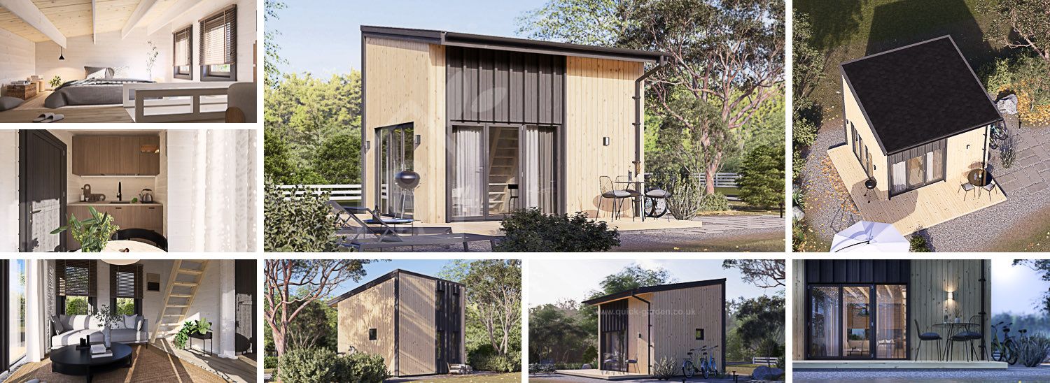 Log Cabin SOPHIA With Loft (34 mm + Cladding + Insulation), 20 m² visualization 1