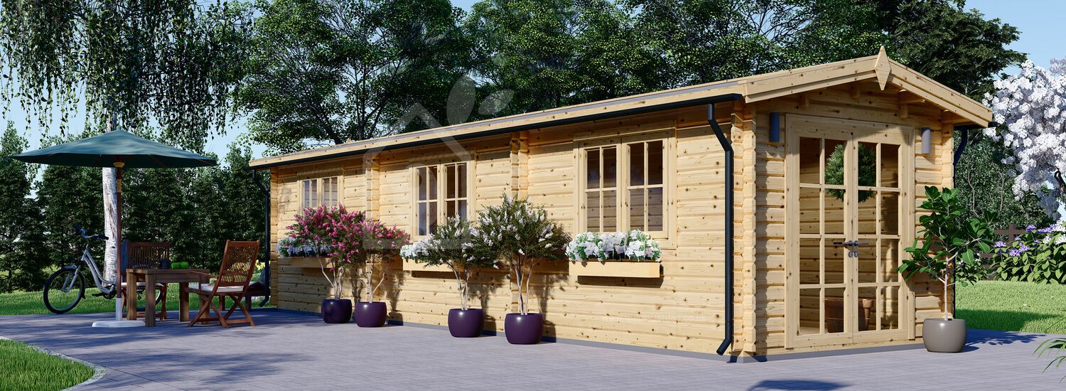 Garden Log Cabin STRONGHOLD (44 mm), 3x10 m (10'x33'), 30 m² visualization 1