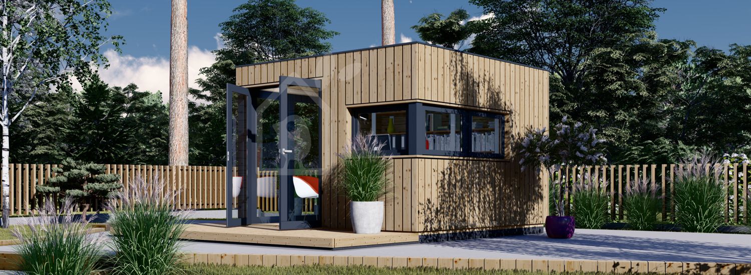 Garden Office Pod PREMIUM L (Insulated, 34 mm + Cladding), 3x3 m (10' x 10'), 9 m² visualization 1