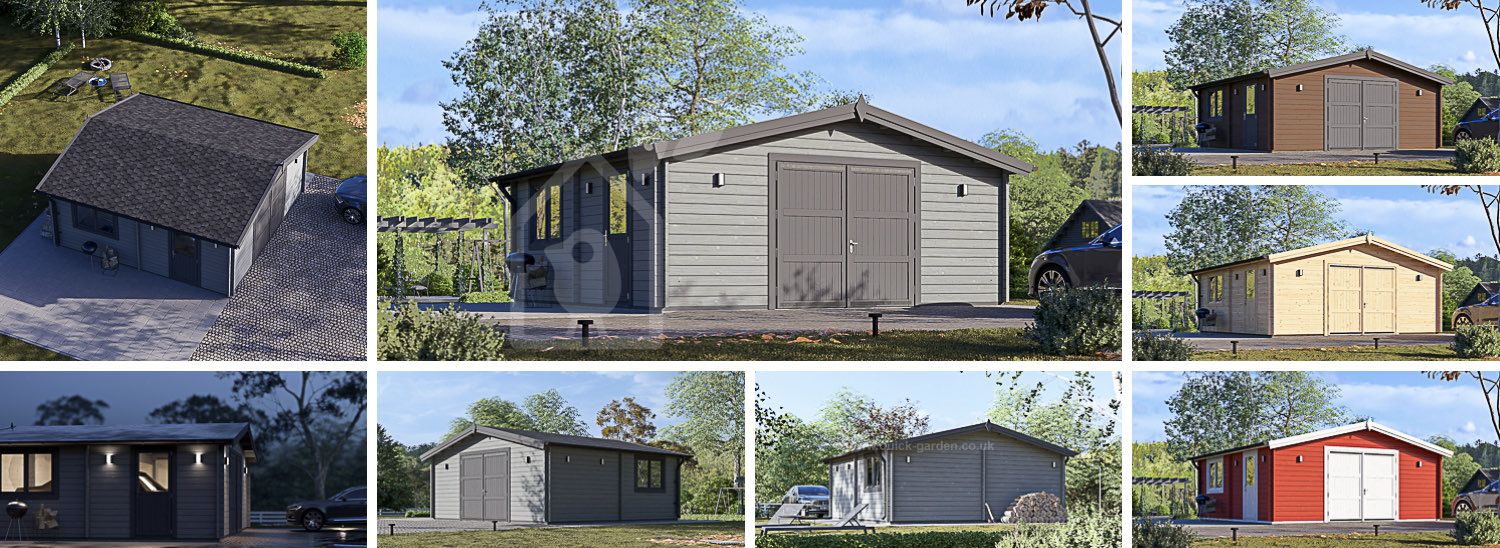 Single Wooden Garage CLASSIC (44 mm), 6x6 m (20'x20'), 36 m² visualization 1