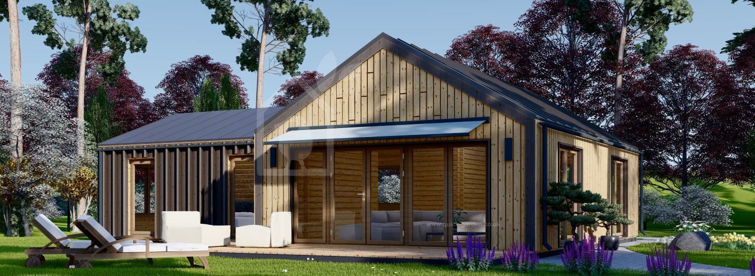 Log Cabin House VALERI (Insulated, 44 mm + Cladding), 80 m² visualization 1