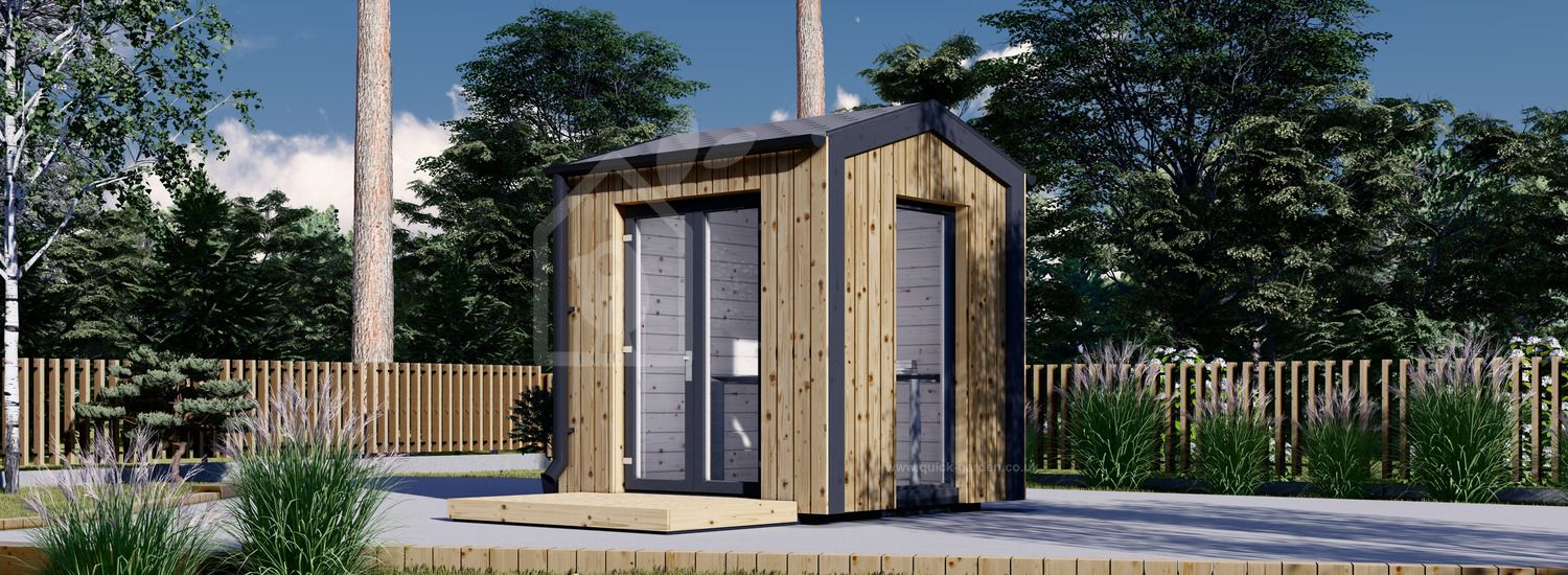 Garden Office Pod EMMY (Insulated, 34 mm + Cladding), 2x2 m (6'6" x 6'6"), 4 m² visualization 1
