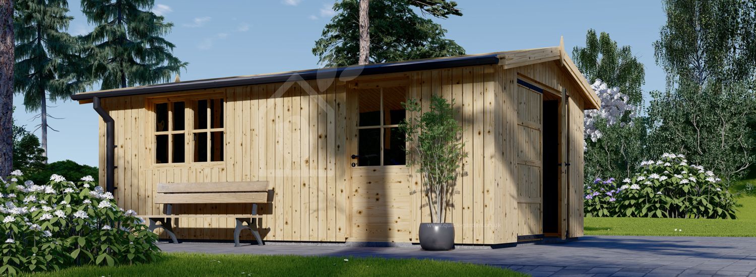 Single Wooden Garage LORA (Timber Frame), 4x6 m (13x20'), 24 m² visualization 1