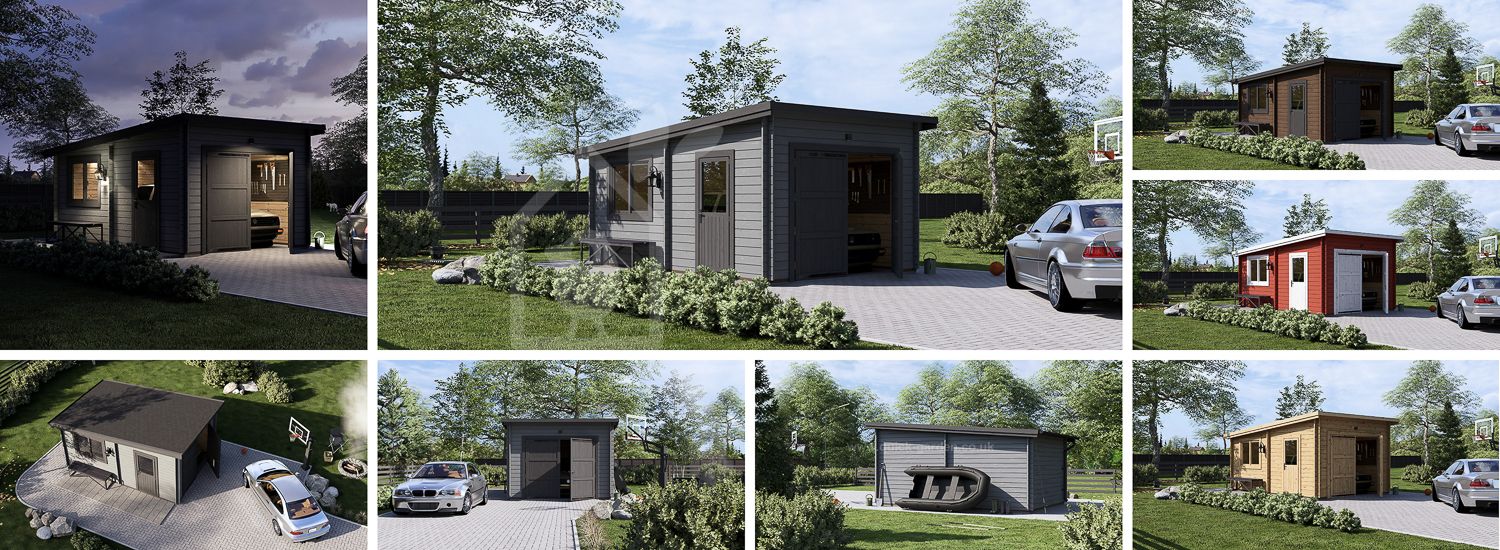 Single Wooden Garage With Flat Roof MODERN (44 mm), 3.6x5.4 m (12'x18'), 20 m² visualization 1