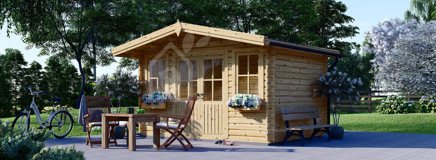 Garden Log Cabin OLYMP (44 mm), 4x3 m (13'x10'), 12 m² visualization 1