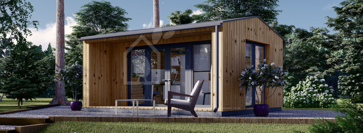 Garden Office Room TINA (Insulated, 34 + Cladding), 5x4 m (16'x13'), 15 m² visualization 1