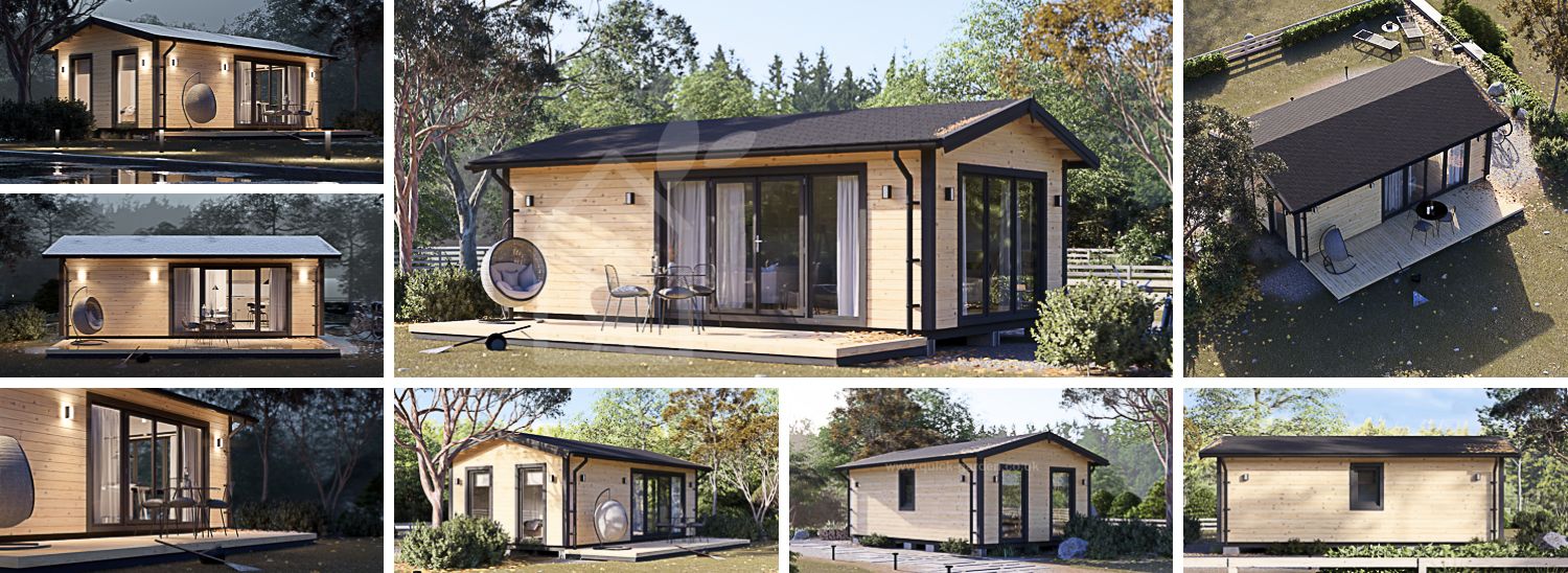 Granny Annexe DIANA Classic M (Insulated, 34 mm + Cladding), 7.5x4.2 m (25'x14'), 26 m² visualization 1