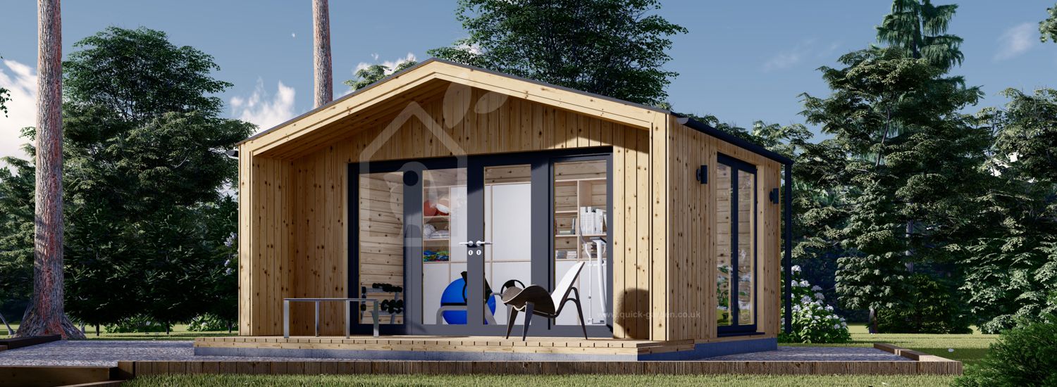 Garden Log Cabin PIA (Insulated, 34 mm + Cladding), 5x3 m (16'x10'), 15 m² visualization 1