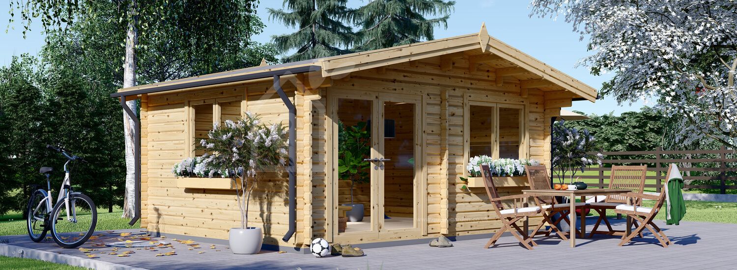 Log Cabin WISSOUS (44+44 mm + Insulation), 5x5 m (16'x16'), 25 m² visualization 1