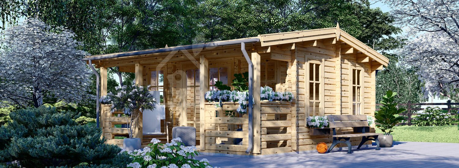 Log Cabin ROYAL (34+34 mm + Insulation), 5x5 m (16'x17'), 25 m² visualization 1