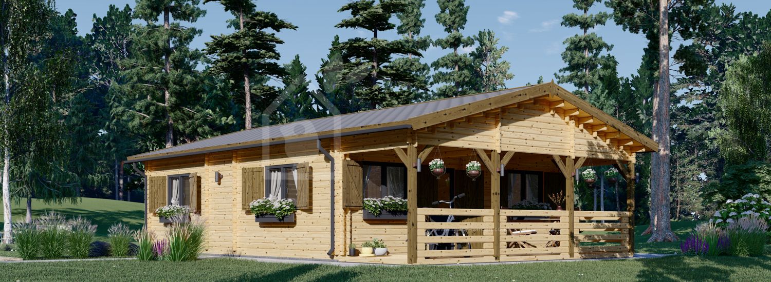 Log Cabin House HANNA 3 (44+44 mm), 11x8 m (37'x25'), 56 m² visualization 1