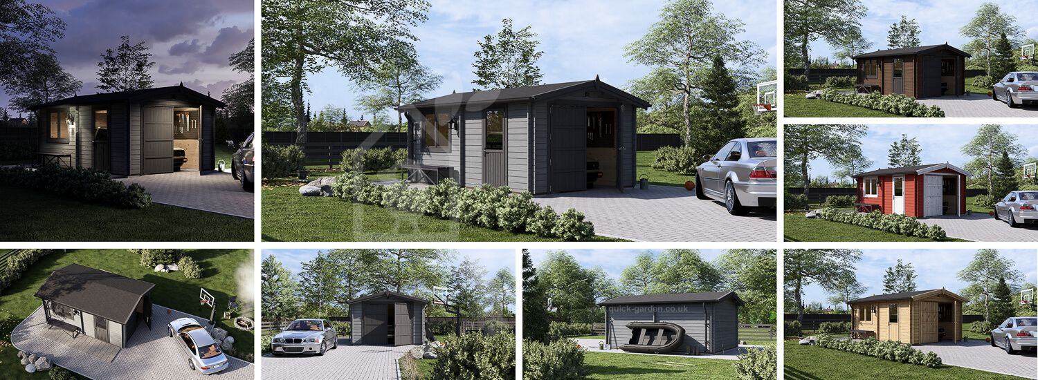 Single Wooden Garage CLASSIC (34 mm), 3.6x5.4 m (12'x18'), 20 m² visualization 1