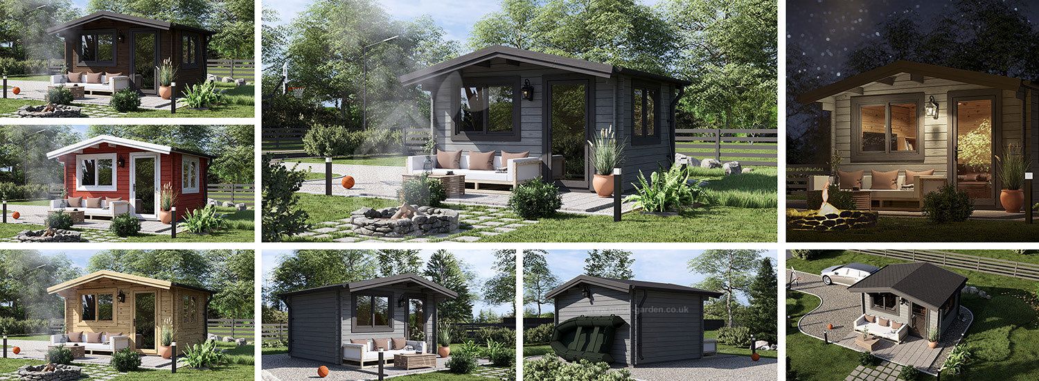 Garden Log Cabin DREUX (34 mm), 4m x 3m (13'x10'), 12 m² visualization 1