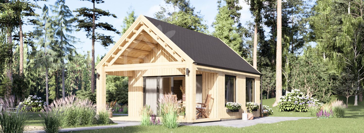 Log Cabin AGATA S With Loft (34 mm + Cladding), 39 m² visualization 1