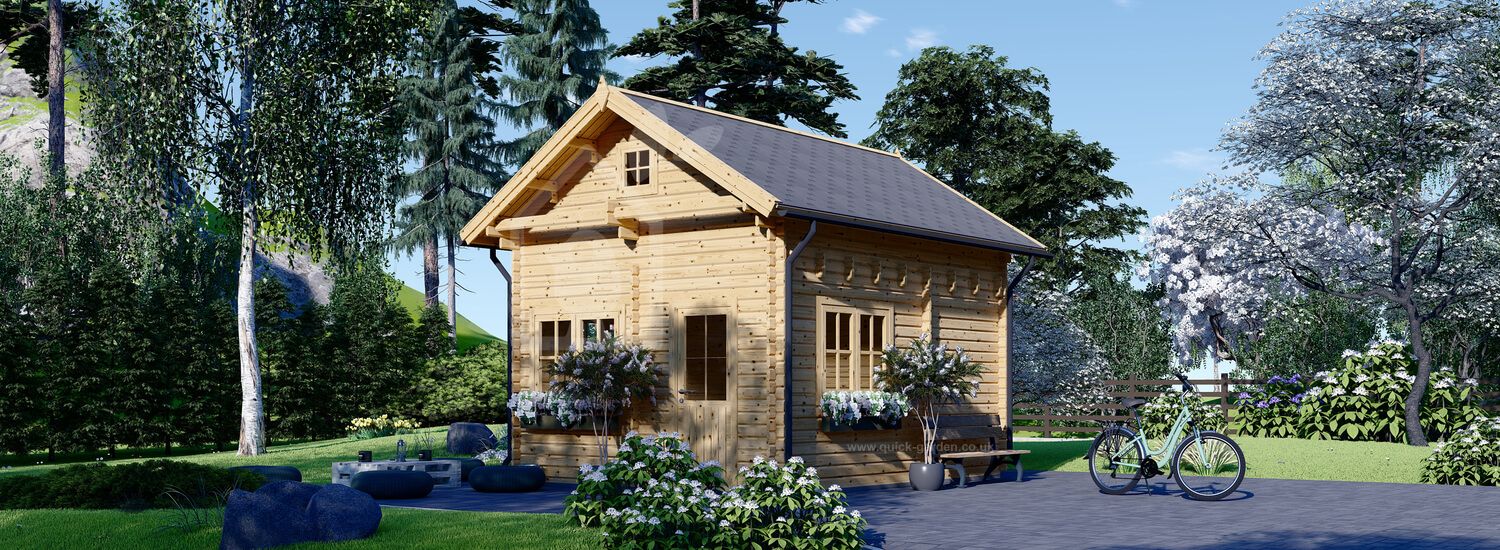 Log Cabin With Loft AVIGNON (Insulated PLUS, 44 + 44 mm), 20 m² + 16 m² visualization 1