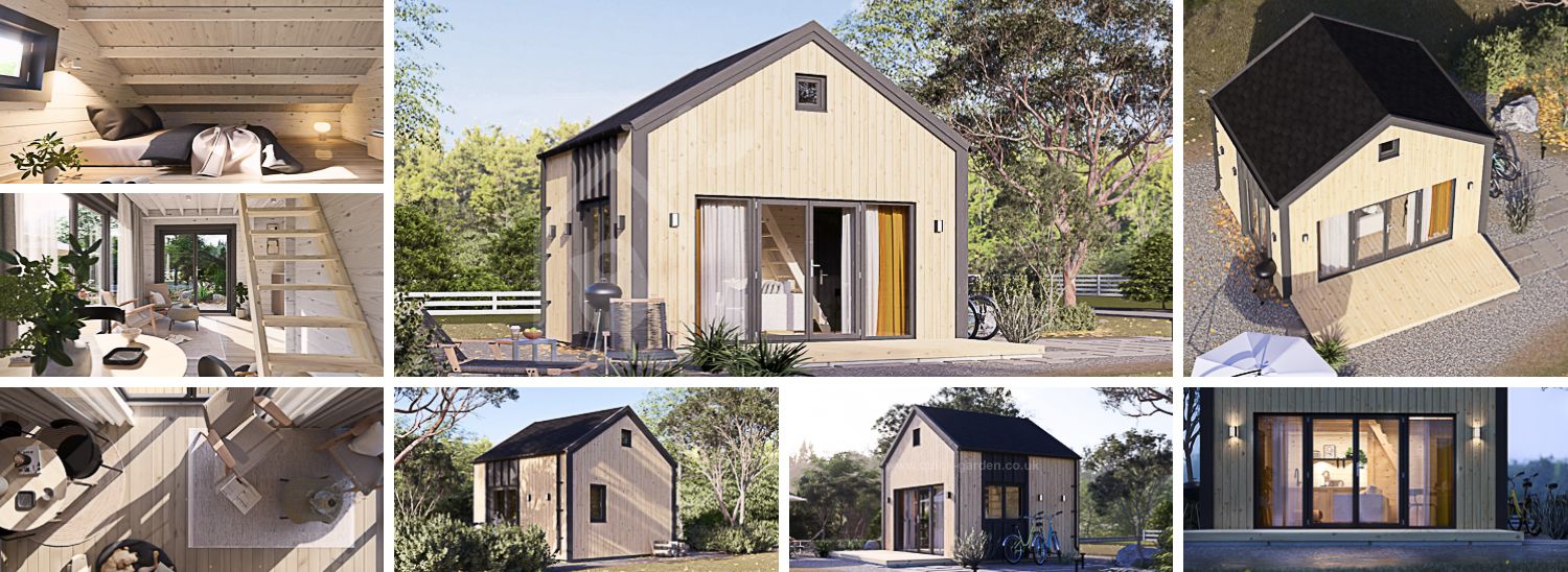 Log Cabin SARA With Loft (34 mm + Cladding + Insulation), 20 m² visualization 1