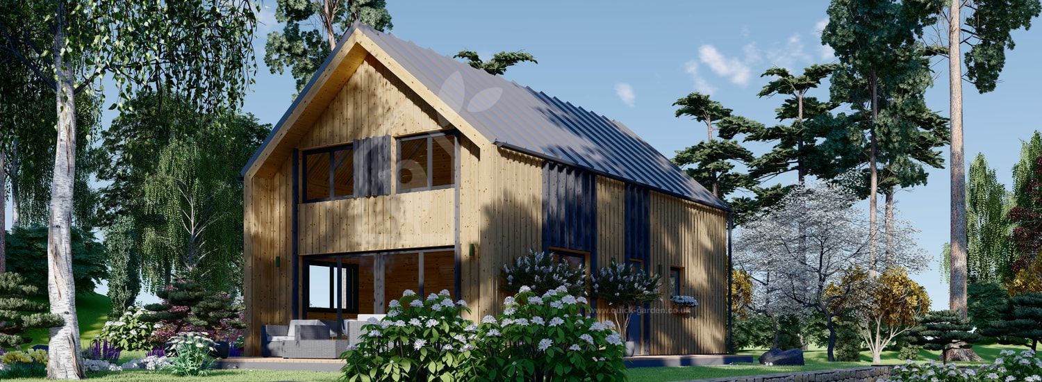 Log Cabin House ASTRID  (Insulated, 44 mm + Cladding), 120 m² visualization 1