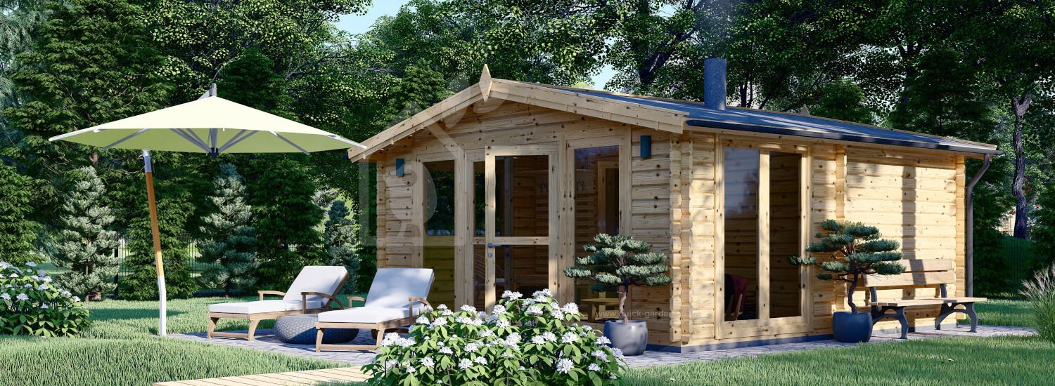 Outdoor Sauna ELDA (44 mm), 5x5 m, 25 m² (4 Rooms) visualization 1