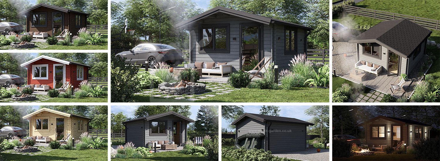 Garden Log Cabin DREUX (44 mm), 4x4 m (13'x13'), 16 m² visualization 1