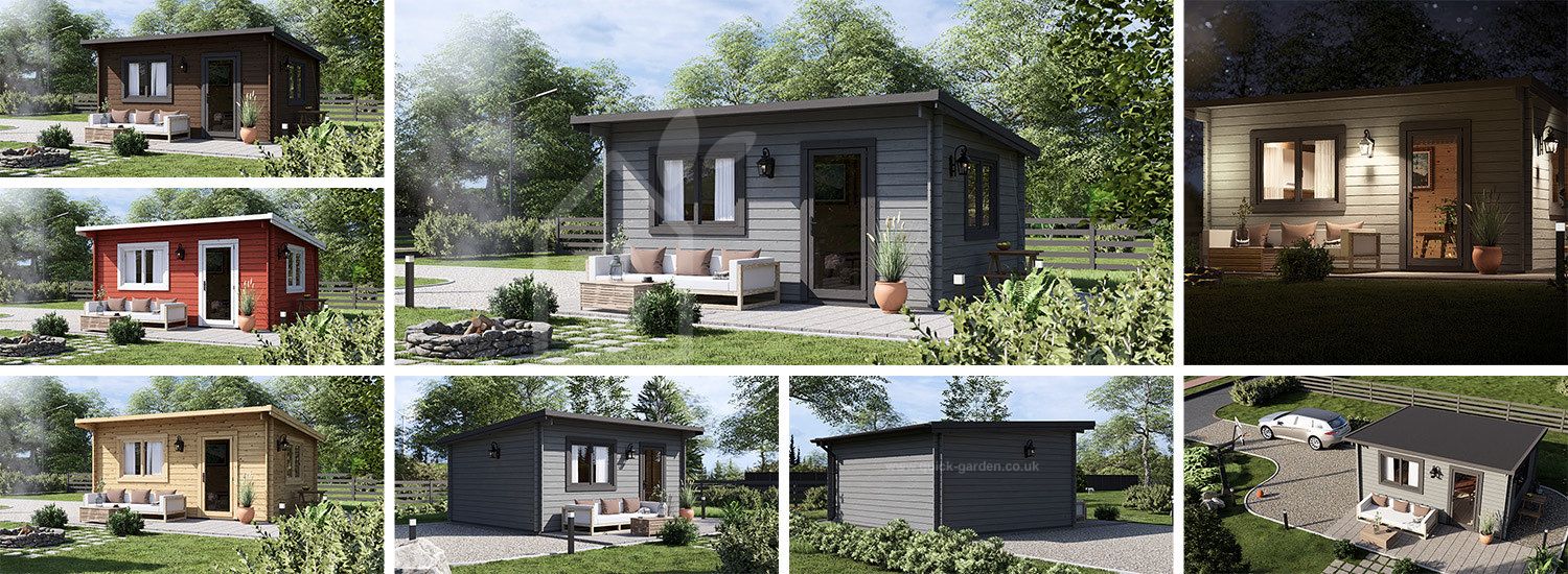 Log Cabin With A Flat Roof DREUX (44 mm), 5x4 m (16'x13'), 20 m² visualization 1