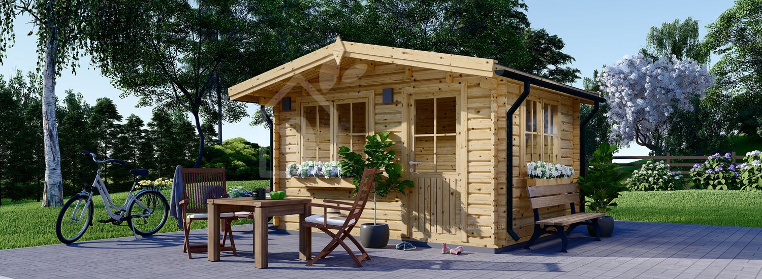 Garden Log Cabin DREUX (44 mm), 4x4 m (13'x13'), 16 m² visualization 1