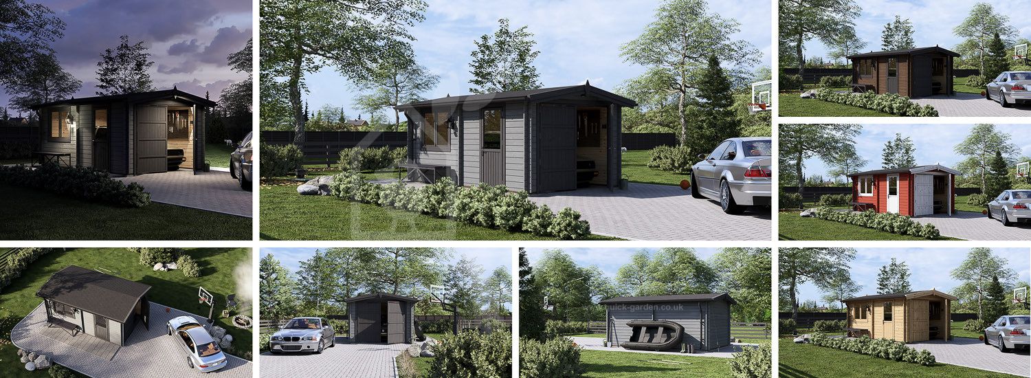 Single Wooden Garage CLASSIC (34 mm), 3.2x5.2 m (11'x17'), 16 m² visualization 1