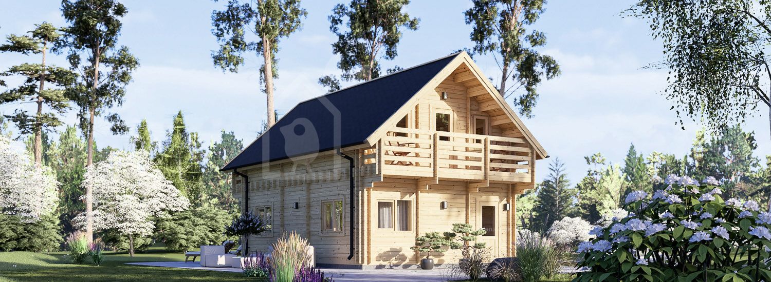 Log Cabin House LANGON S (44+44 mm), 95 m² visualization 1