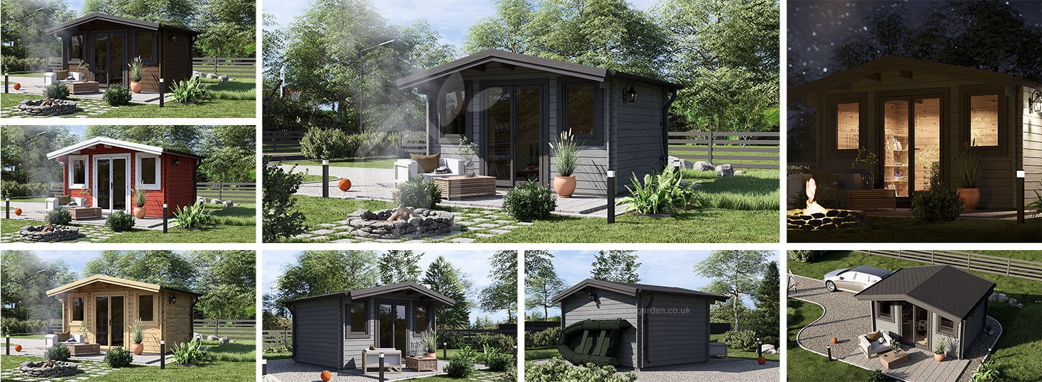 Garden Log Cabin OLYMP (34 mm), 4x3 m (13'x10'), 12 m² visualization 1