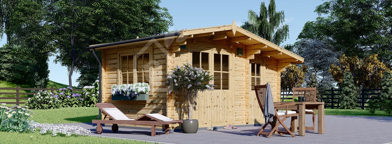 Garden Log Cabin BENINGTON (34 mm), 4.5x3 m (15'x10'), 13 m² visualization 1