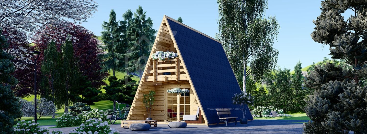 Log Cabin TIPI (44 mm), 4.5x7 m (15'x23'), 23 m² + 14 m² Loft visualization 1