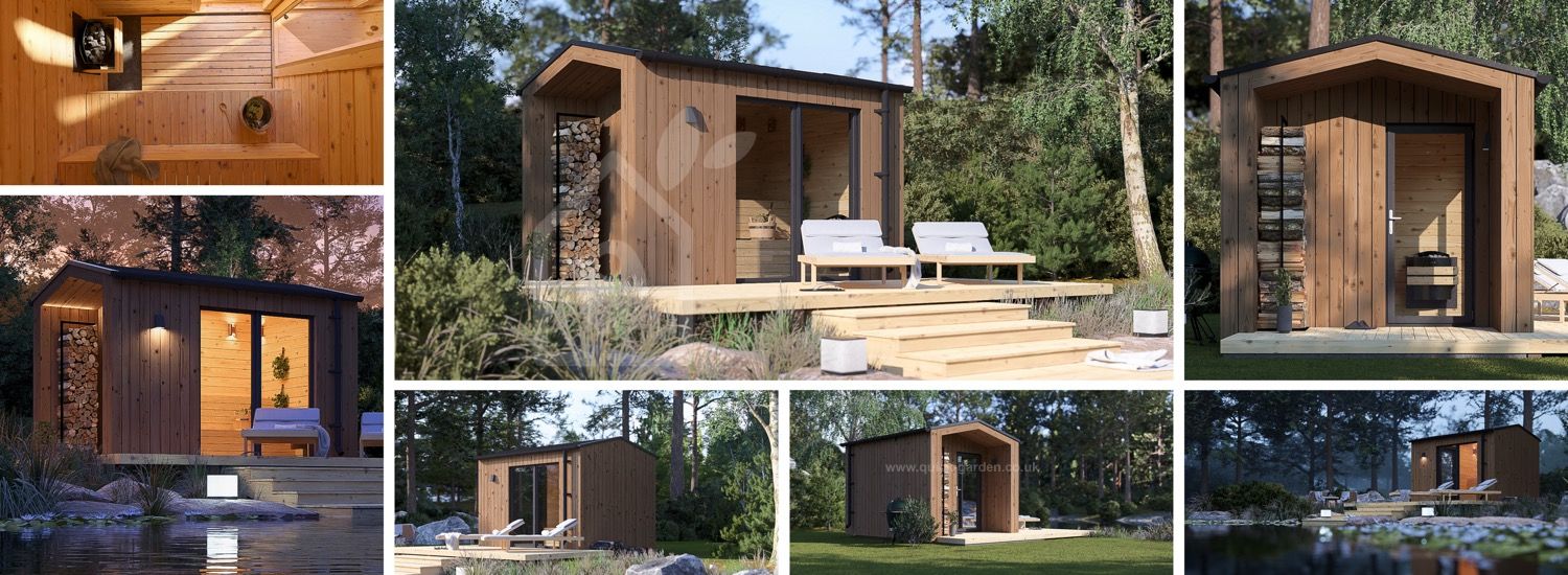Outdoor Sauna SERENE (34 mm + Cladding), 3.3x2.5 m, 4.95 m² visualization 1