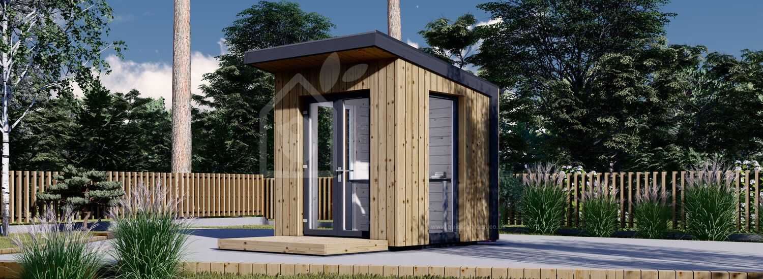 Garden Office Pod EVELIN (Insulated, 34 mm + Cladding), 2x2 m (6'6" x 6'6"), 4 m² visualization 1