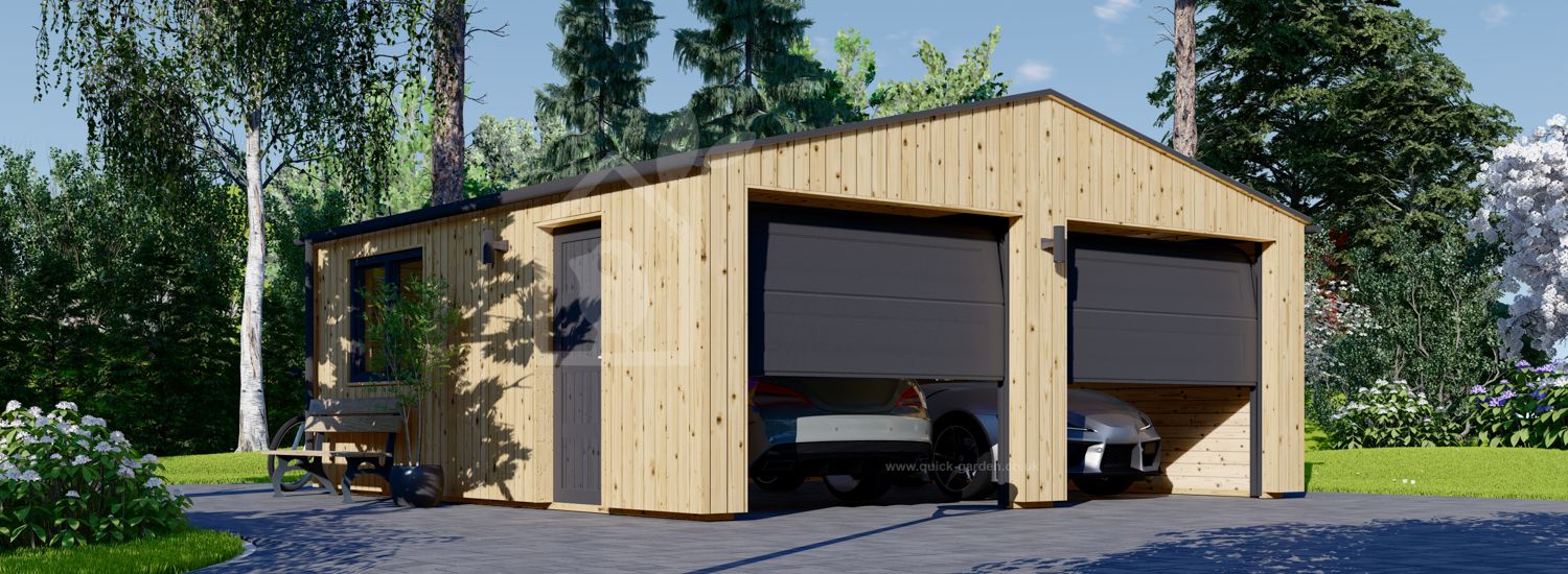 Double Wooden Garage SILVIA DUO (34 mm + Cladding), 6x6 m (20'x20'), 36 m² visualization 1
